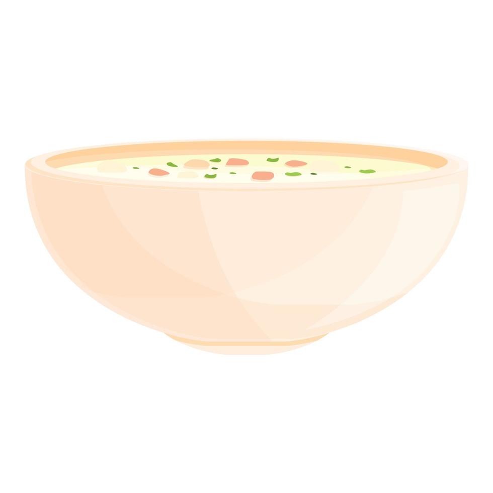 vector de dibujos animados de icono de sopa de crema de almuerzo. cuenco caliente