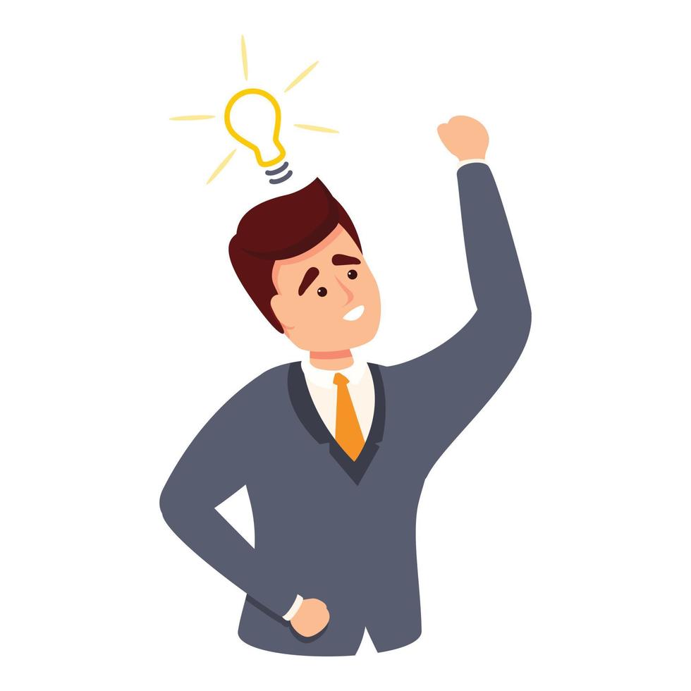 Businessman brainstorming icon, cartoon style vector