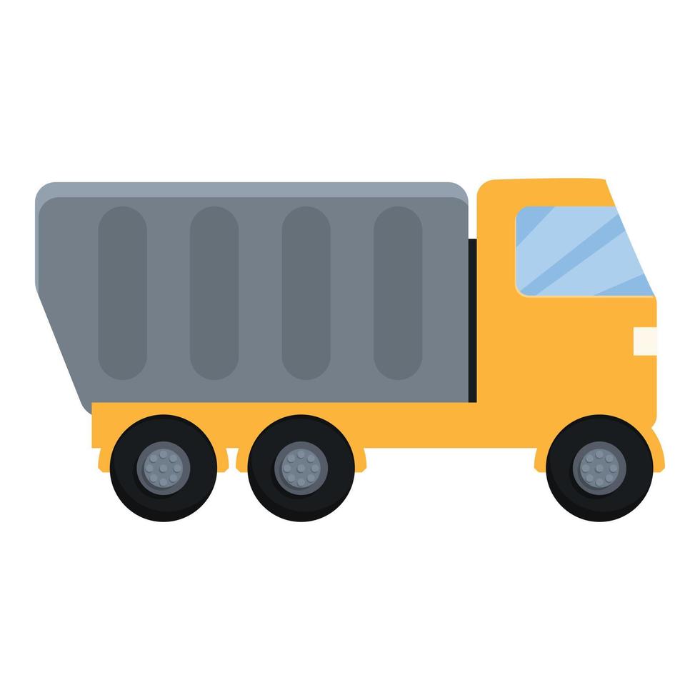 icono de camión de carretera de construcción, estilo de dibujos animados vector