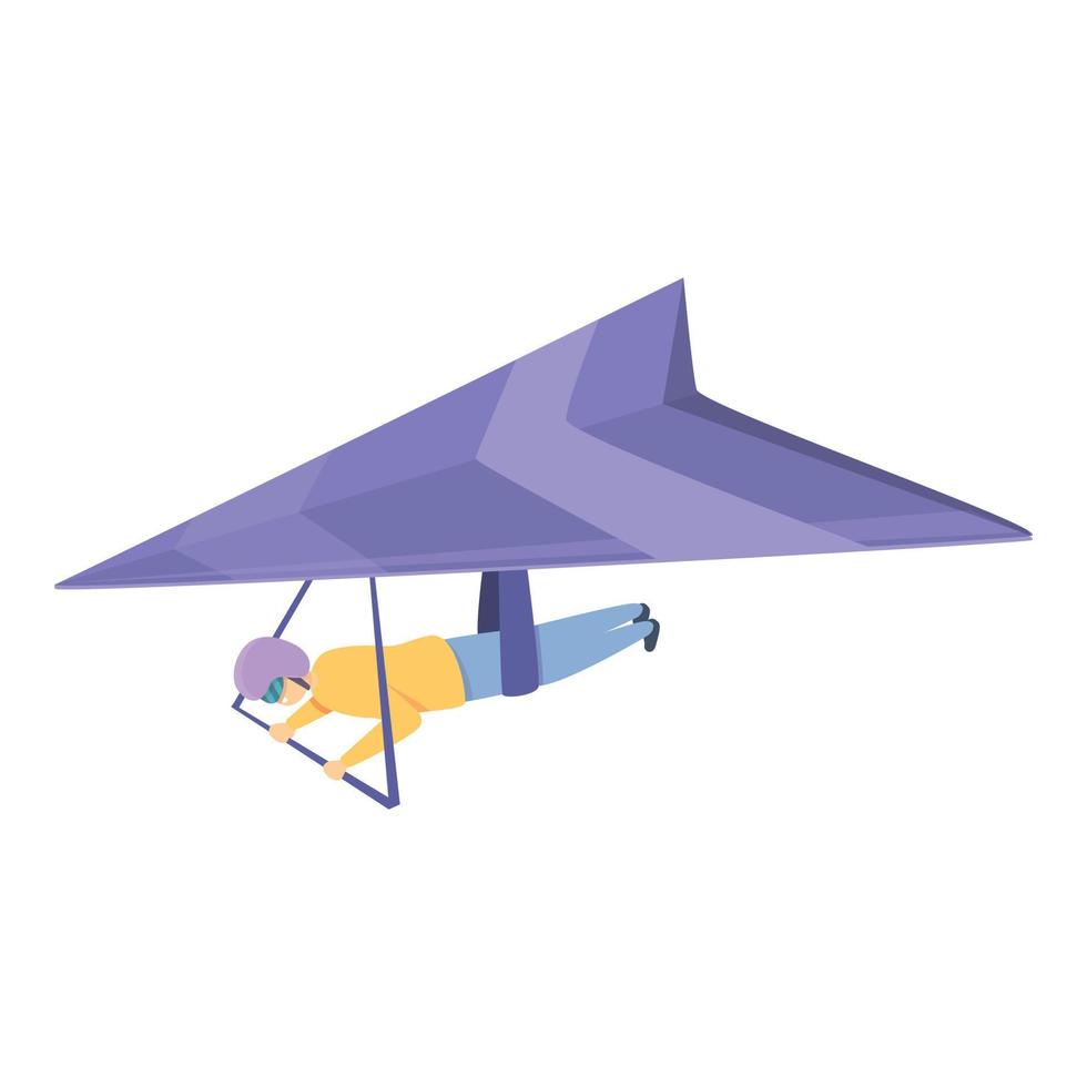 Parachute hang glider icon, cartoon style vector