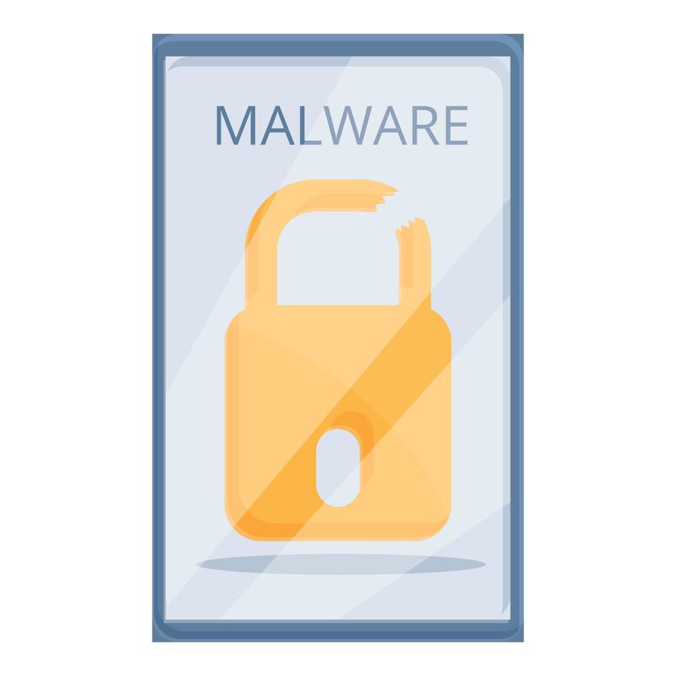 detectar icono de teléfono de malware, estilo de dibujos animados vector