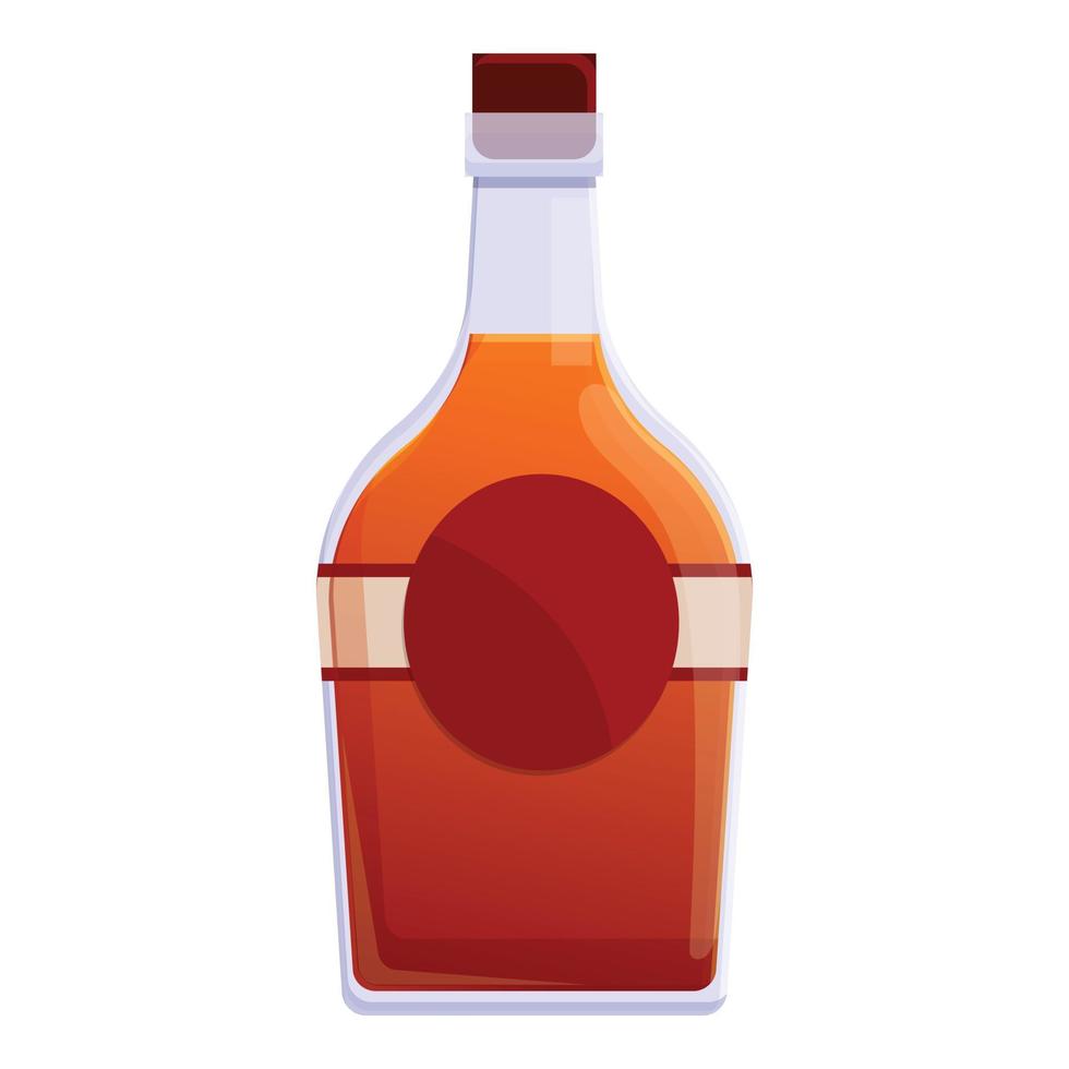 Bourbon malt bottle icon, cartoon style vector