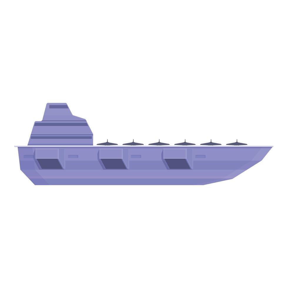 Aircraft carrier defence icon, cartoon style vector