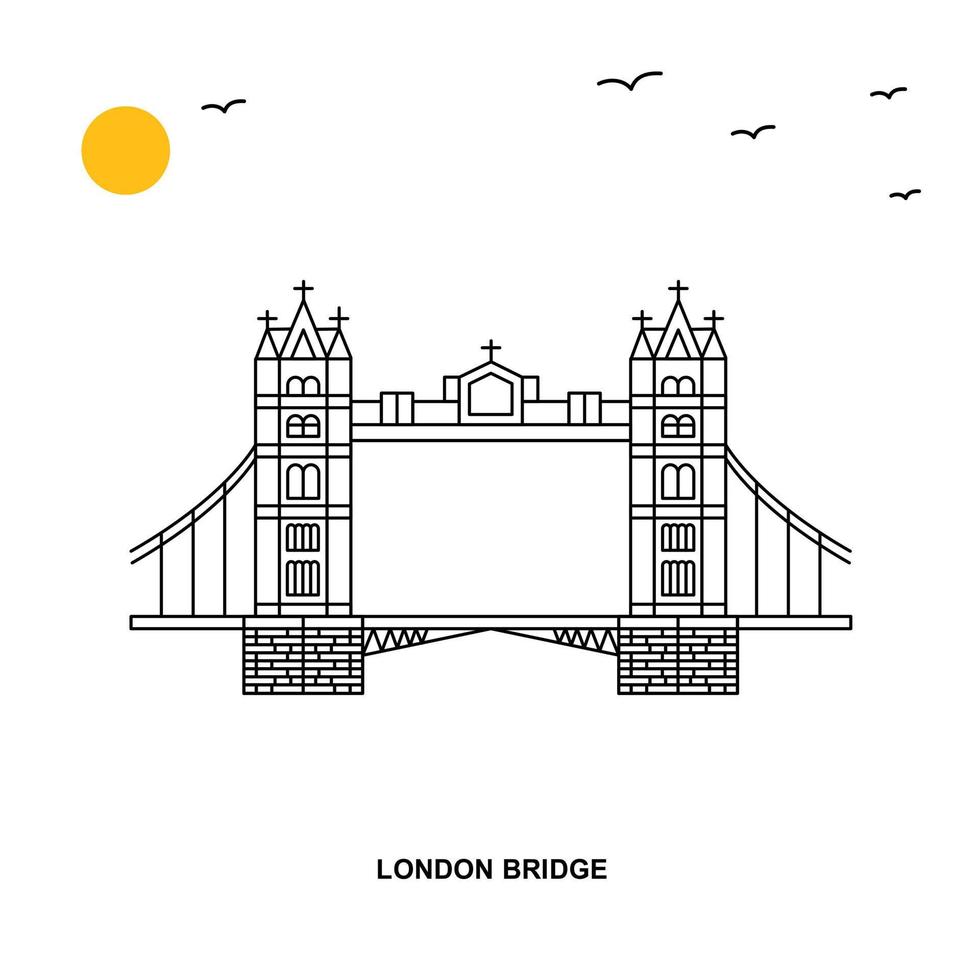 LONDON BRIDGE Monument World Travel Natural illustration Background in Line Style vector