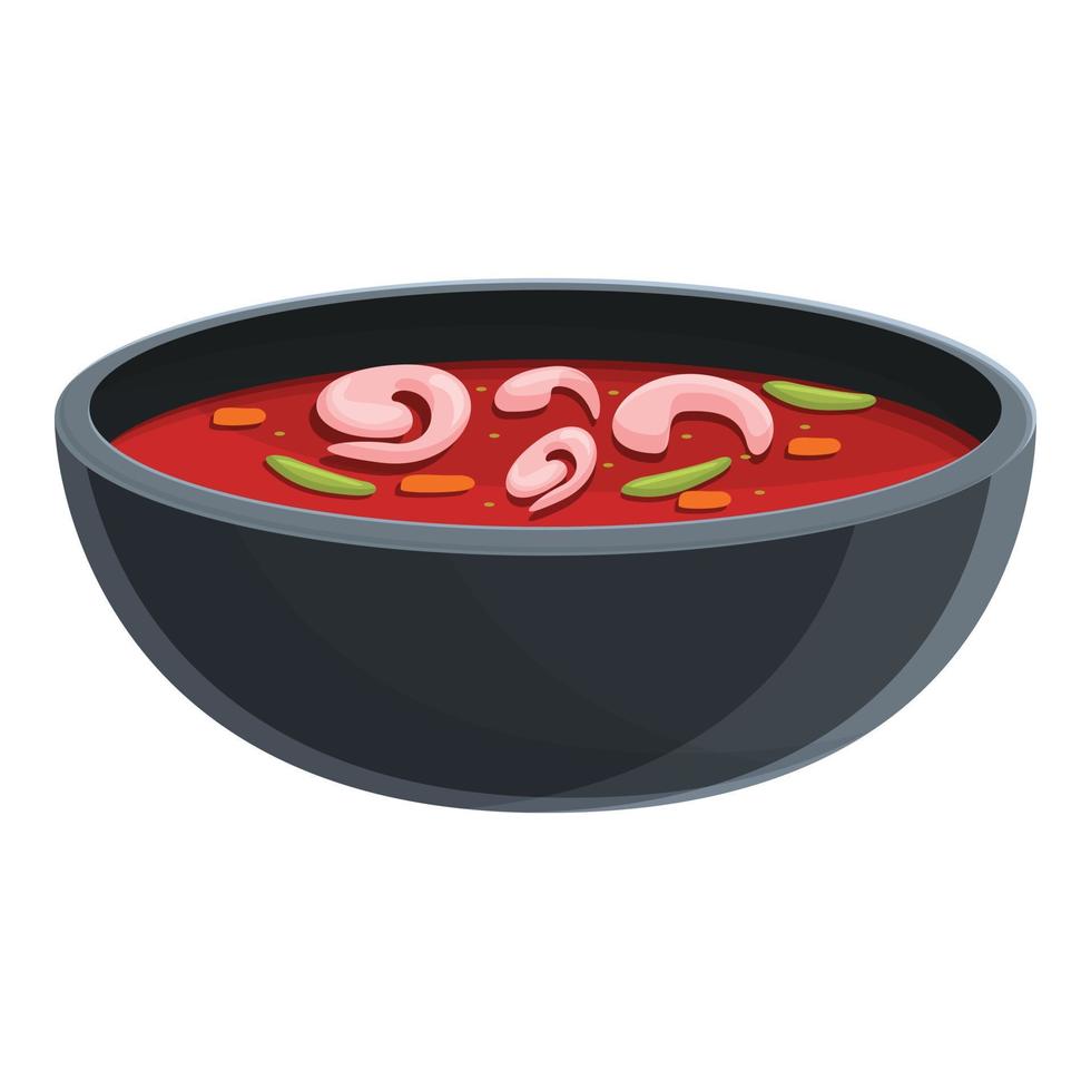 Shrimps soup icon, cartoon style vector