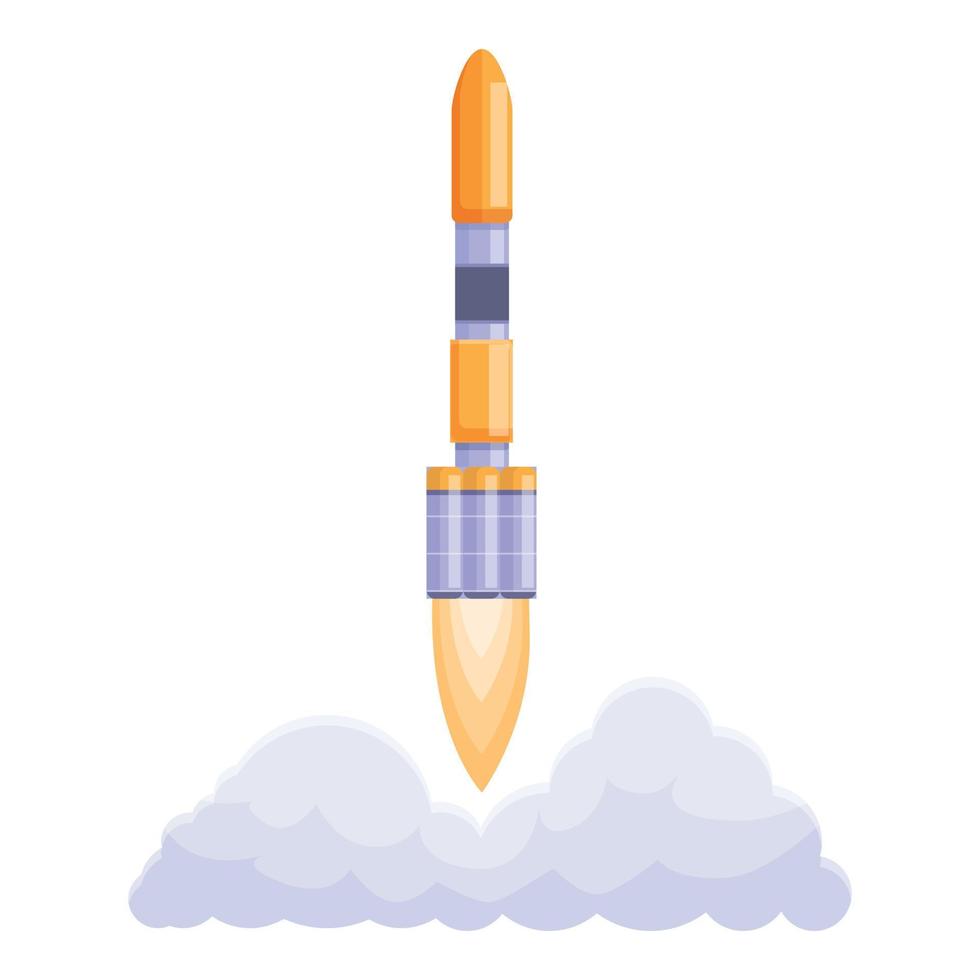 icono de lanzamiento futuro de la nave espacial, estilo de dibujos animados vector