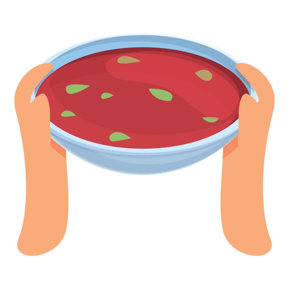 Soup bowl icon, cartoon style vector