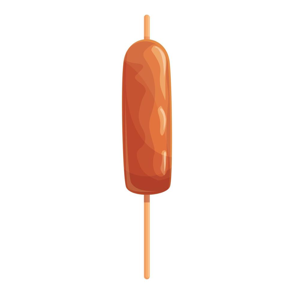 Meat kebab icon, cartoon style vector