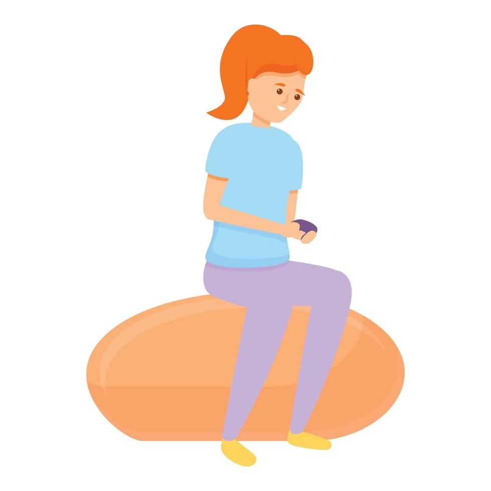 Girl play sport video games icon, cartoon style vector
