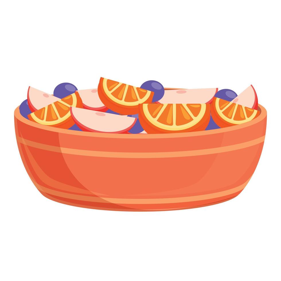 Delicious fruit salad icon, cartoon style vector