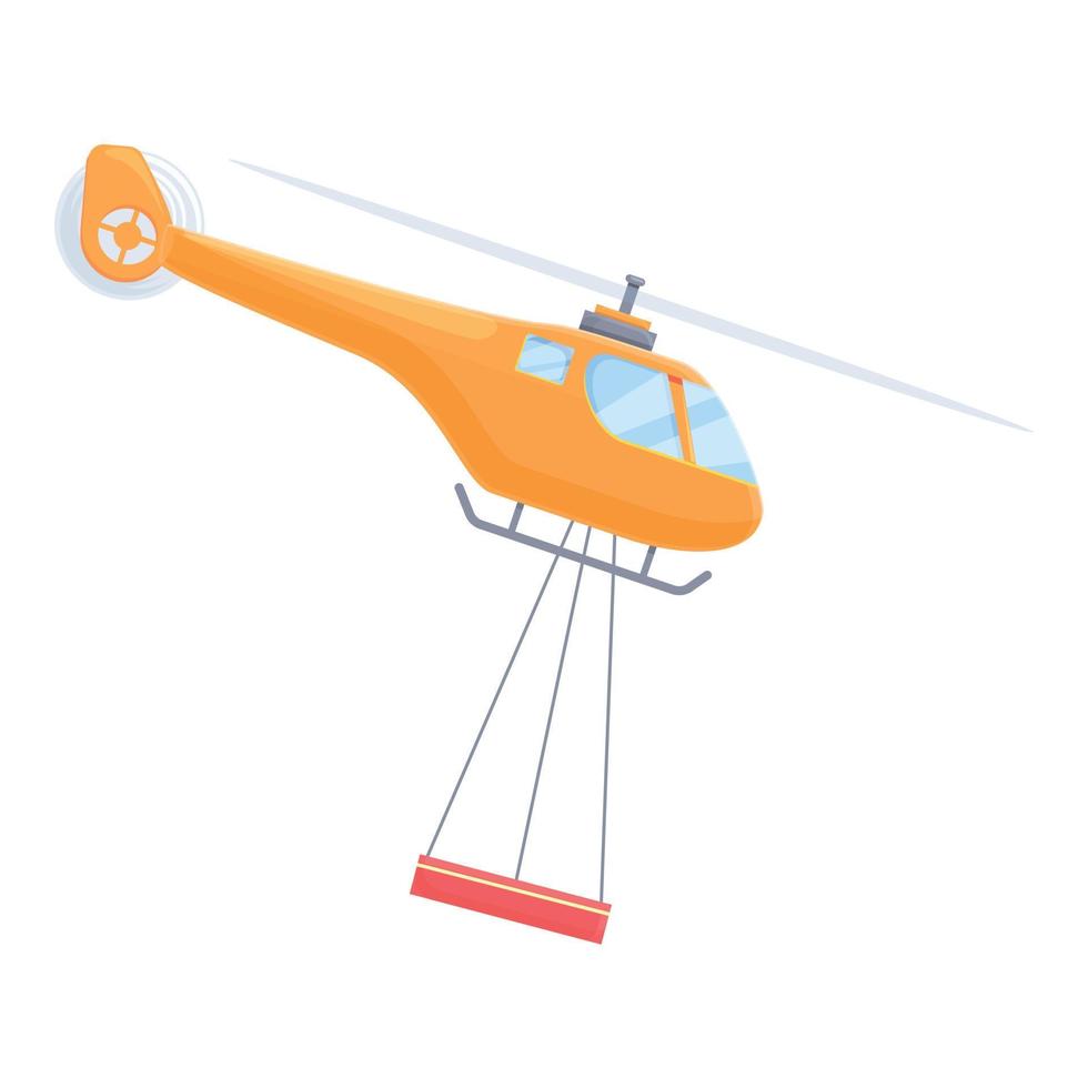 Helicopter evacuation icon, cartoon style vector