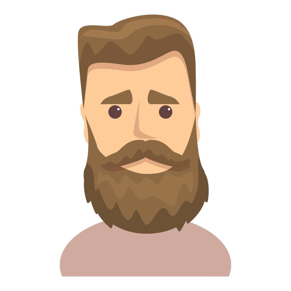 Sad bearded guy icon, cartoon style vector