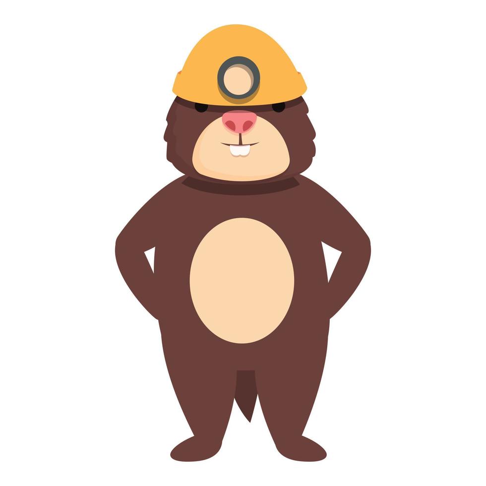 Mole miner icon cartoon vector. Funny animal vector