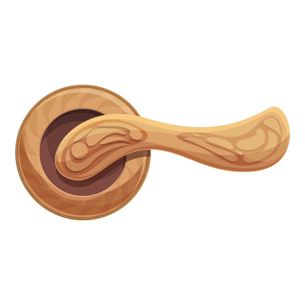 Classic wood door handle icon, cartoon style vector