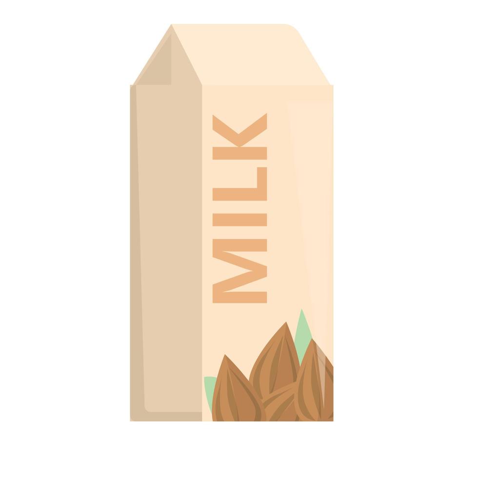 Almond milk pack icon cartoon vector. Vegetable drink vector