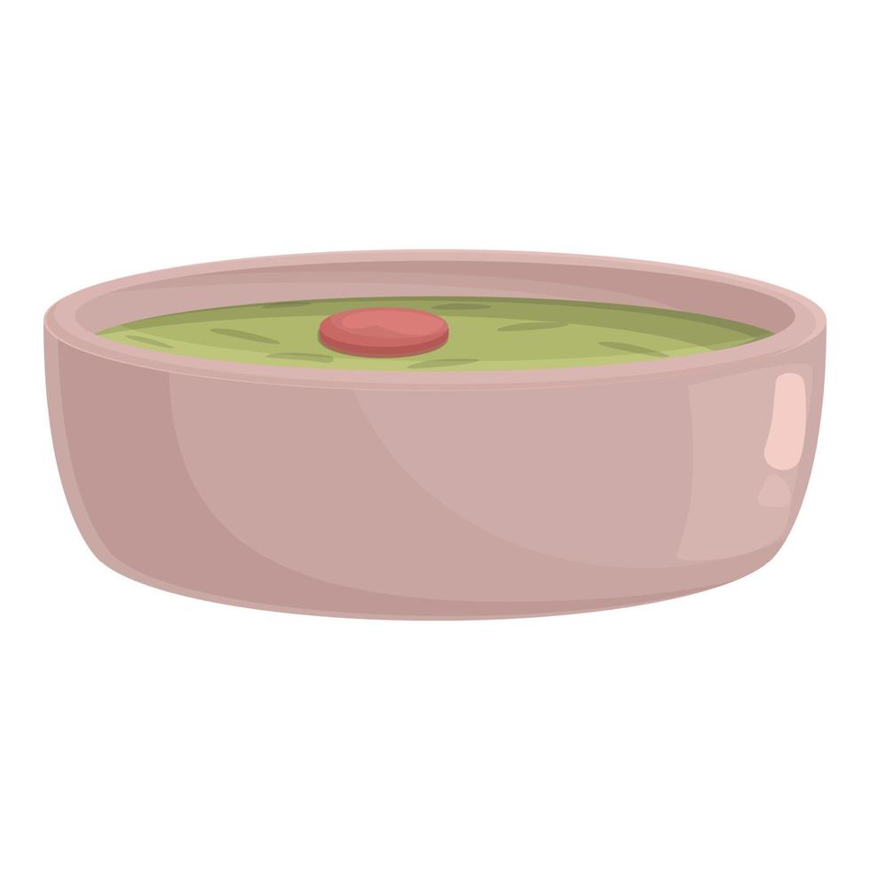 Green soup icon cartoon vector. Tart food vector