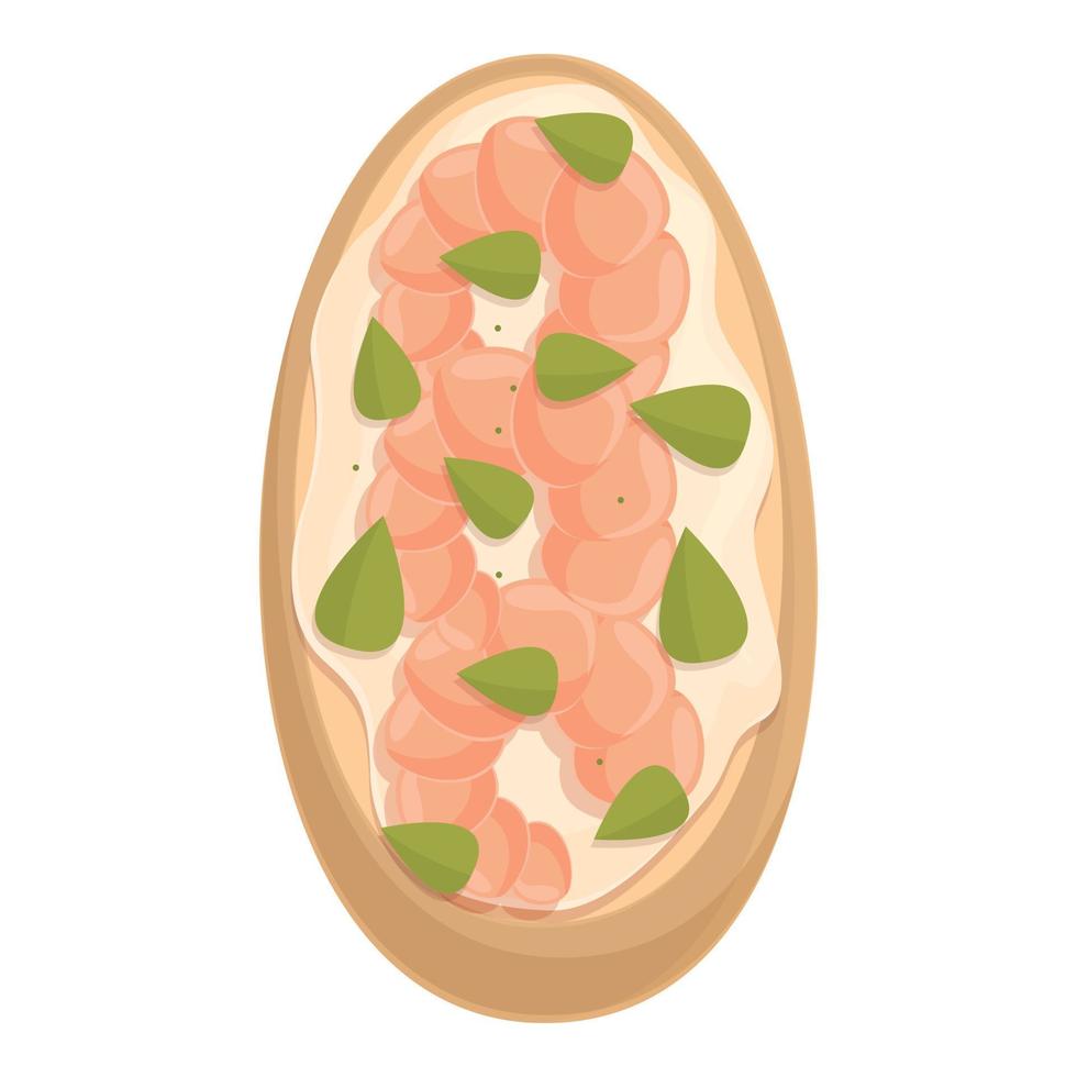 vector de dibujos animados de icono de bruschetta de carne. receta de comida