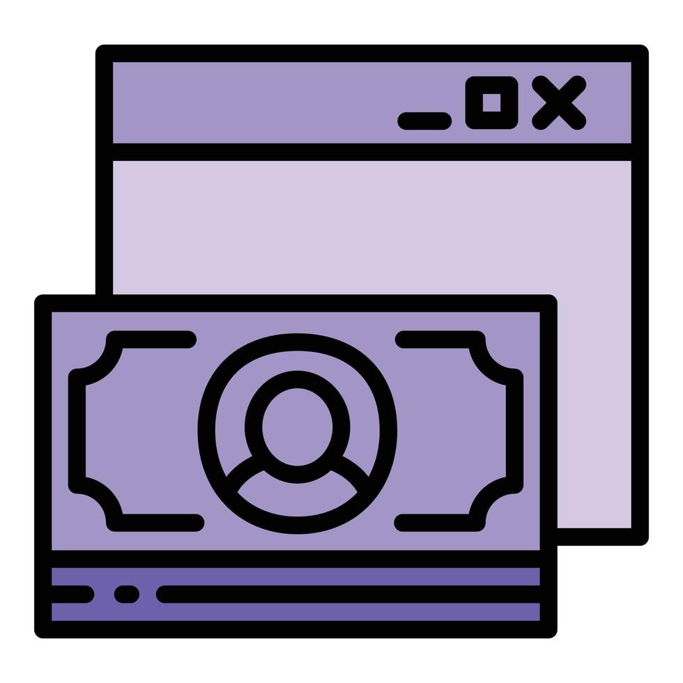 vector de contorno de icono de aplicación de efectivo. banco en línea