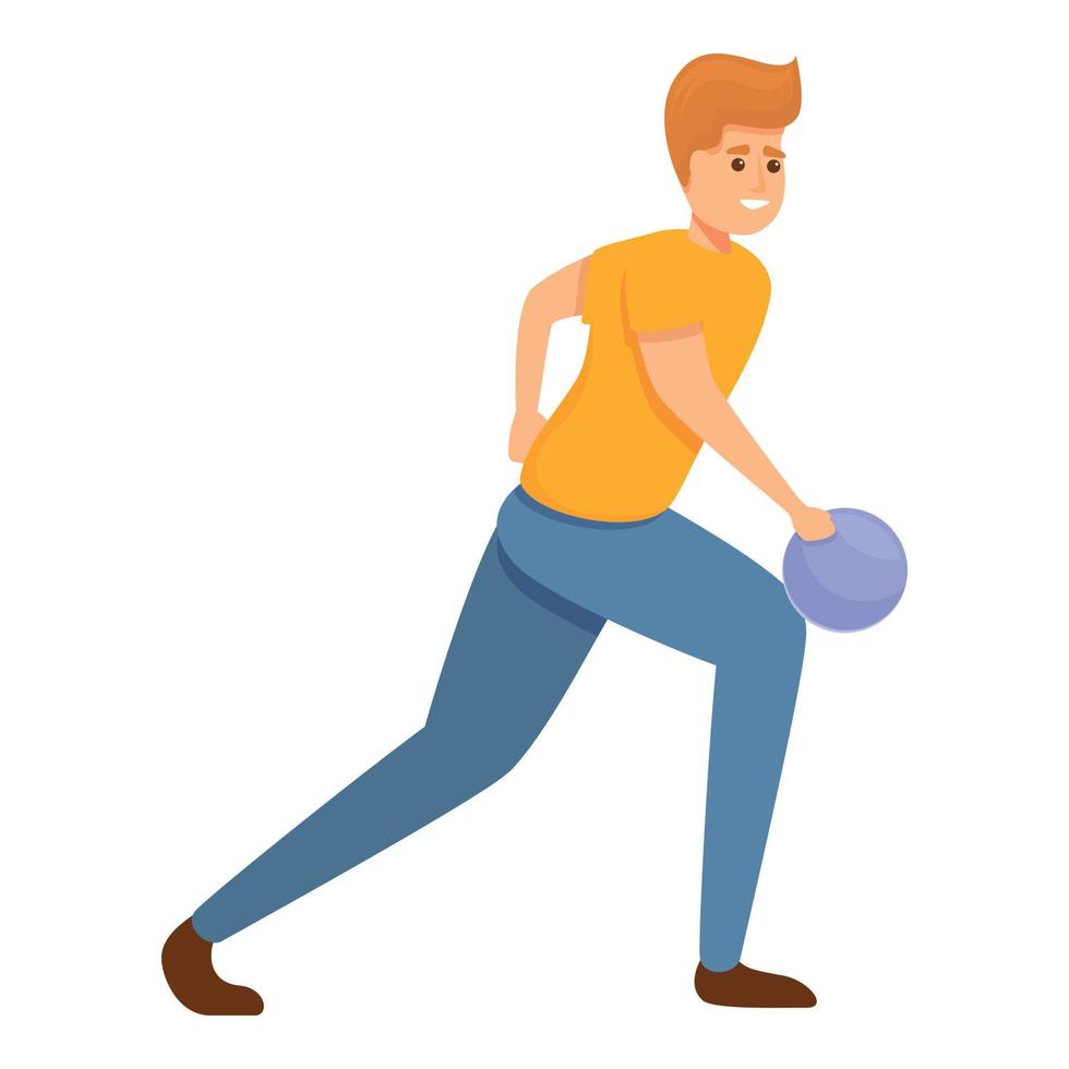 Competition playing bowling icon, cartoon style vector