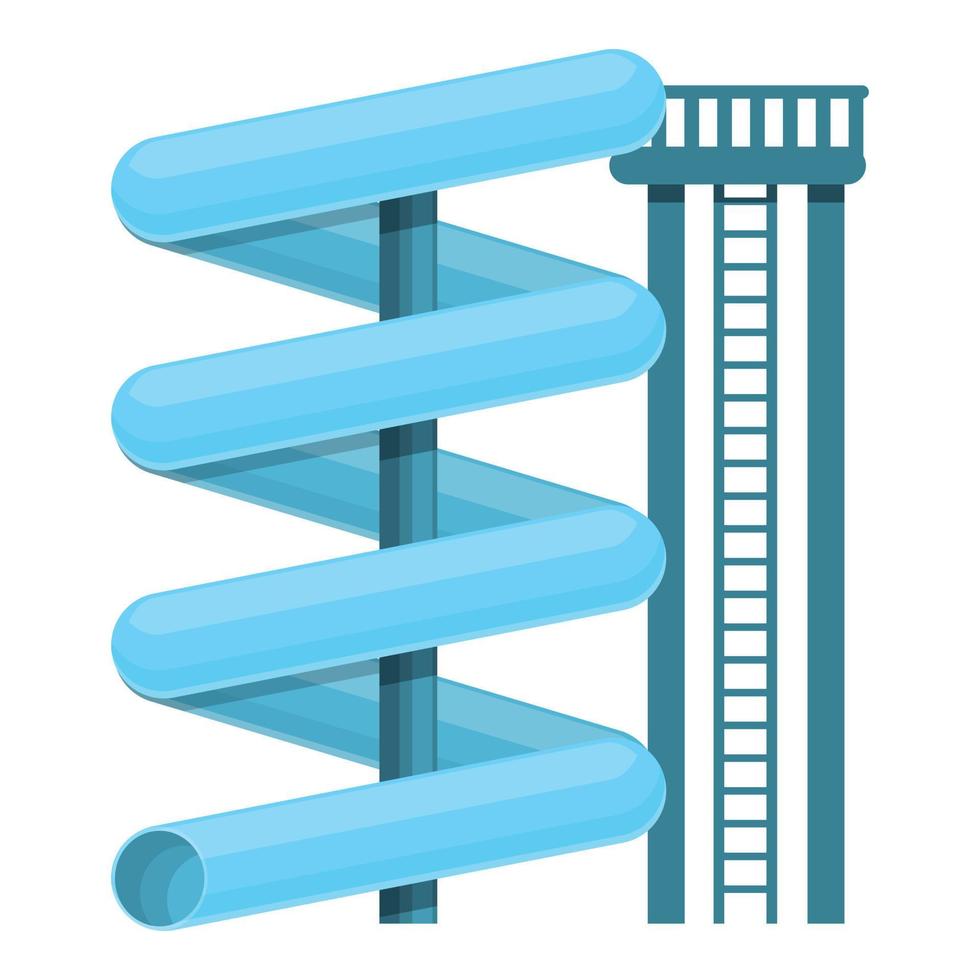 Water park spiral pipe icon, cartoon style vector
