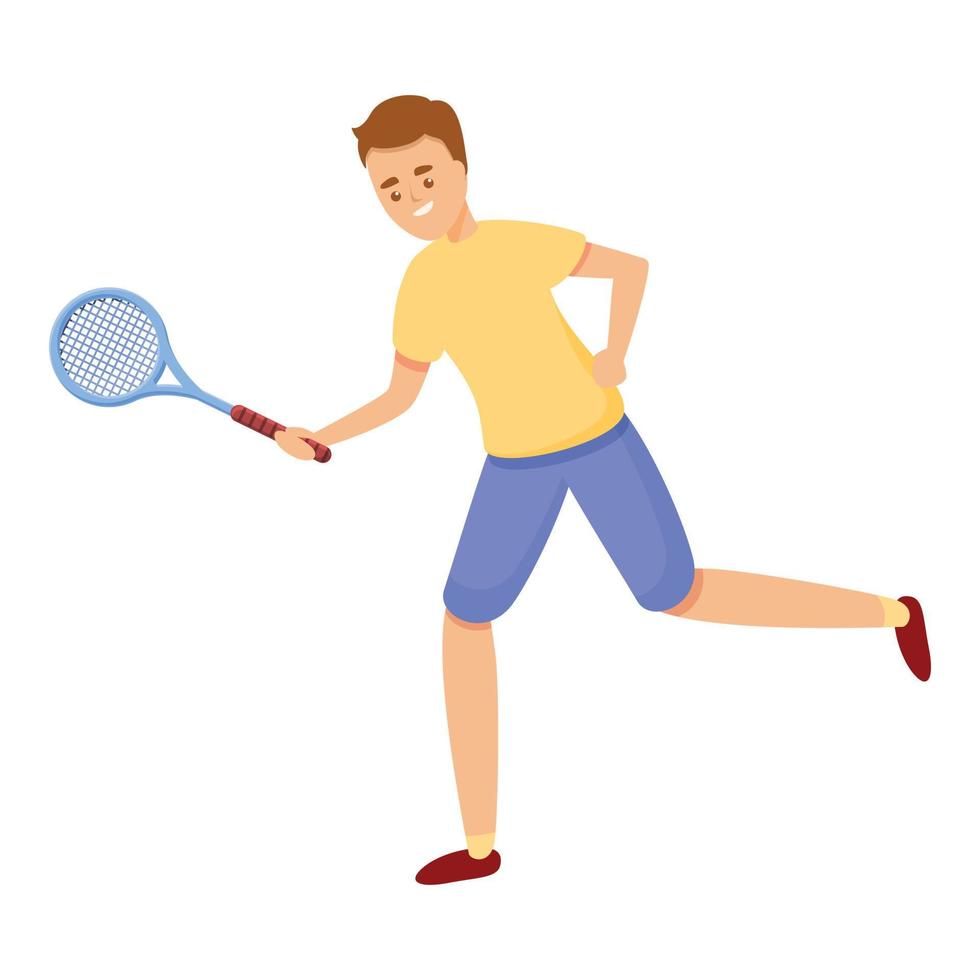 Golpe con icono de raqueta de tenis, estilo de dibujos animados vector