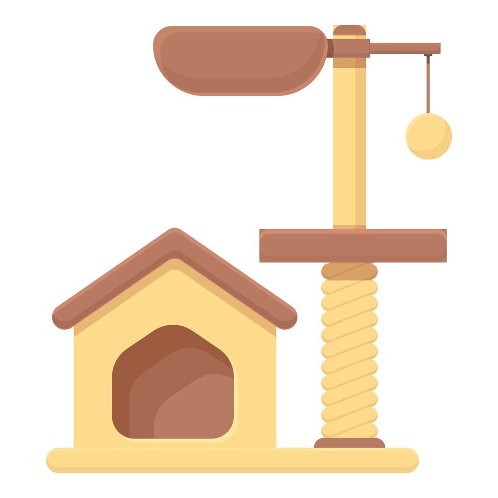 Play cat tower icon cartoon vector. House pet vector