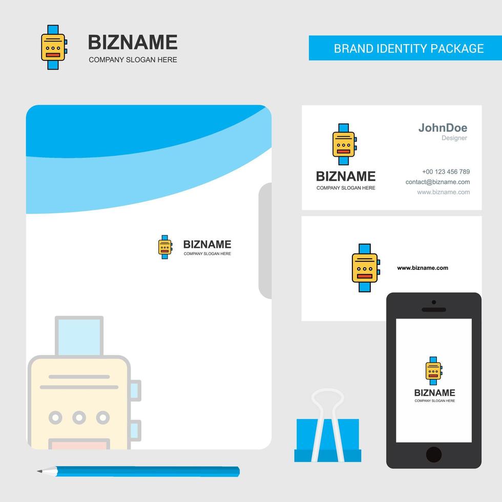 Watch Business Logo File Cover Visiting Card and Mobile App Design Vector Illustration