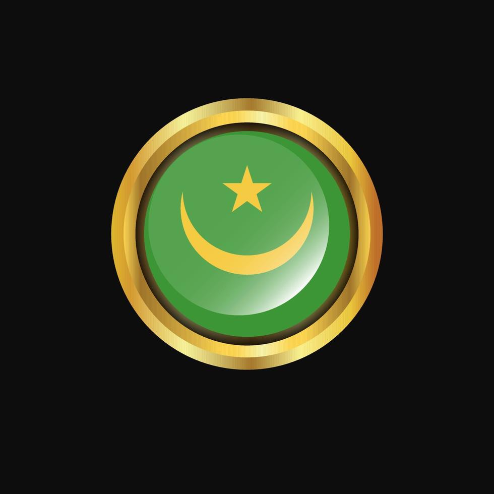 botón de oro de la bandera de mauritania vector