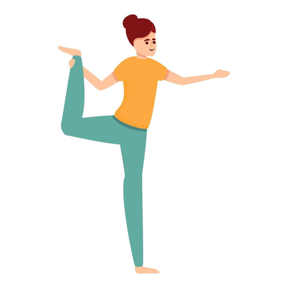 Pilates aerobics icon, cartoon style vector