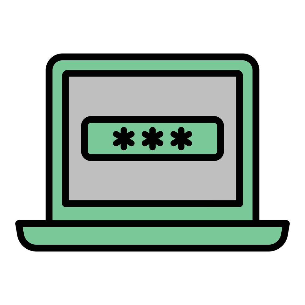 Laptop password icon outline vector. Cyber attack vector
