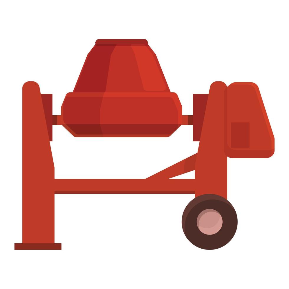 vector de dibujos animados de icono de mezclador de hormigón rojo. camión de cemento