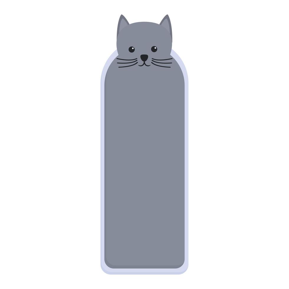 Bookmark with a gray cat icon, cartoon style vector