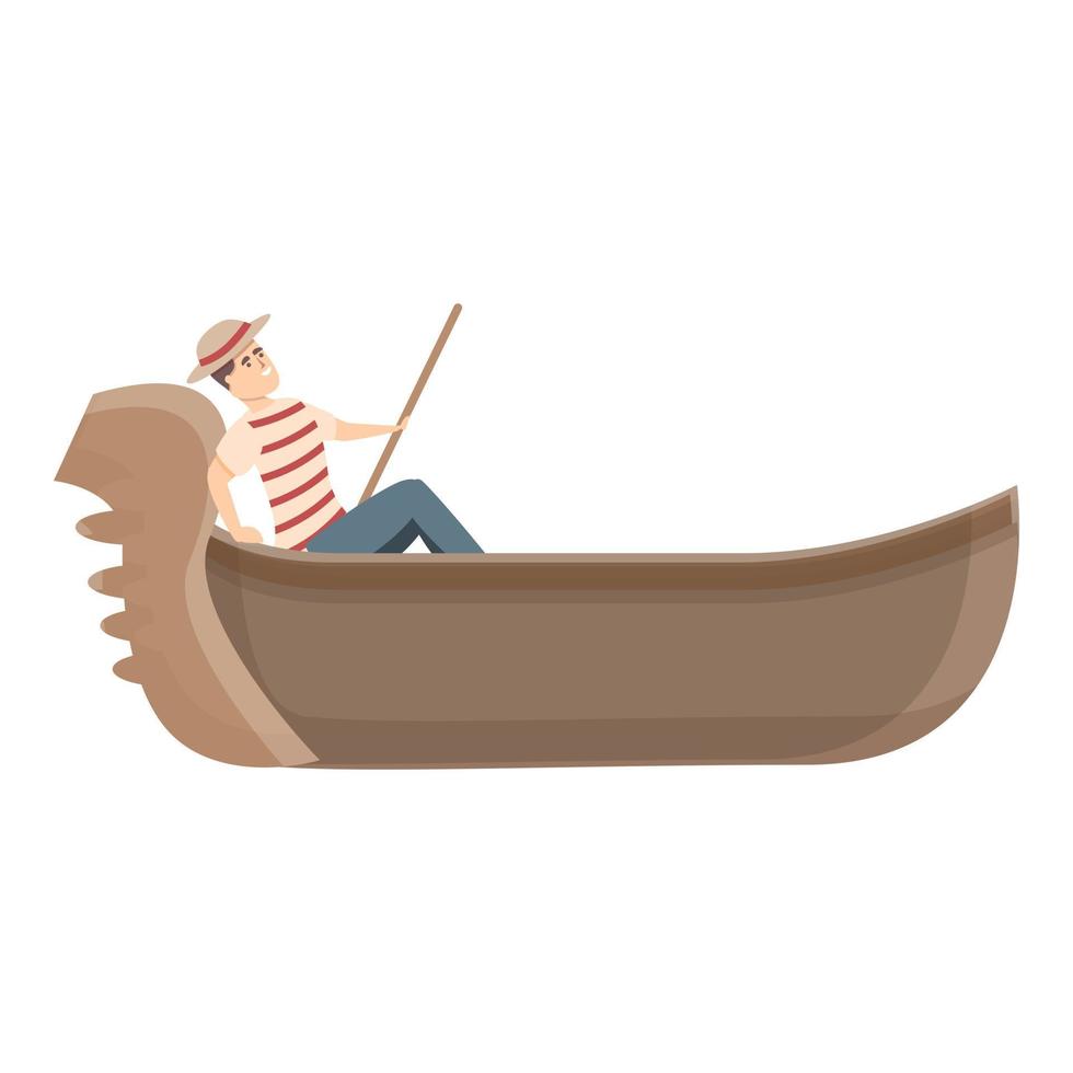 Gondolier icon cartoon vector. Venice gondola vector