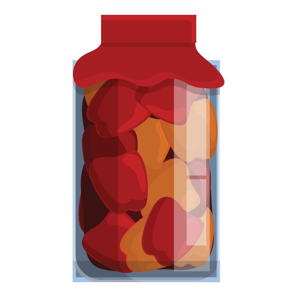 Jar peppers icon, cartoon style vector