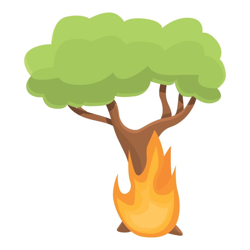 Burning garden tree icon, cartoon style vector