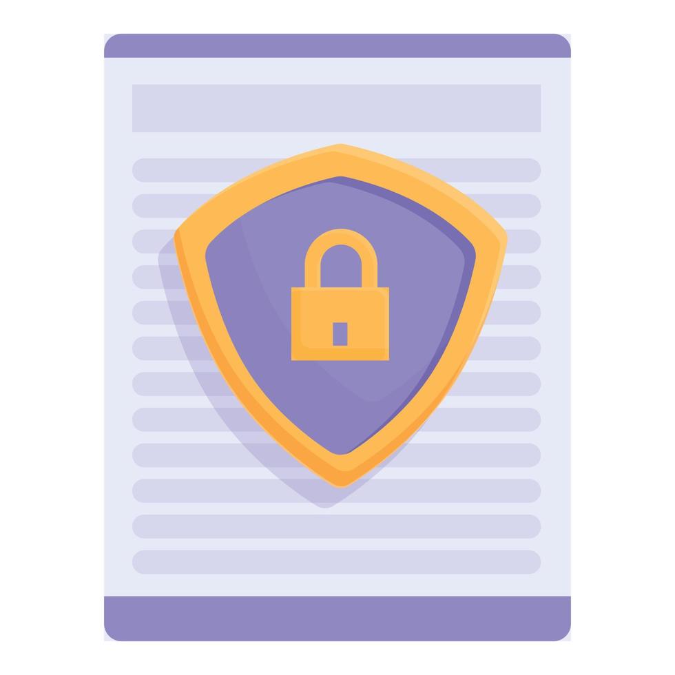 Paper data icon cartoon vector. Privacy policy vector