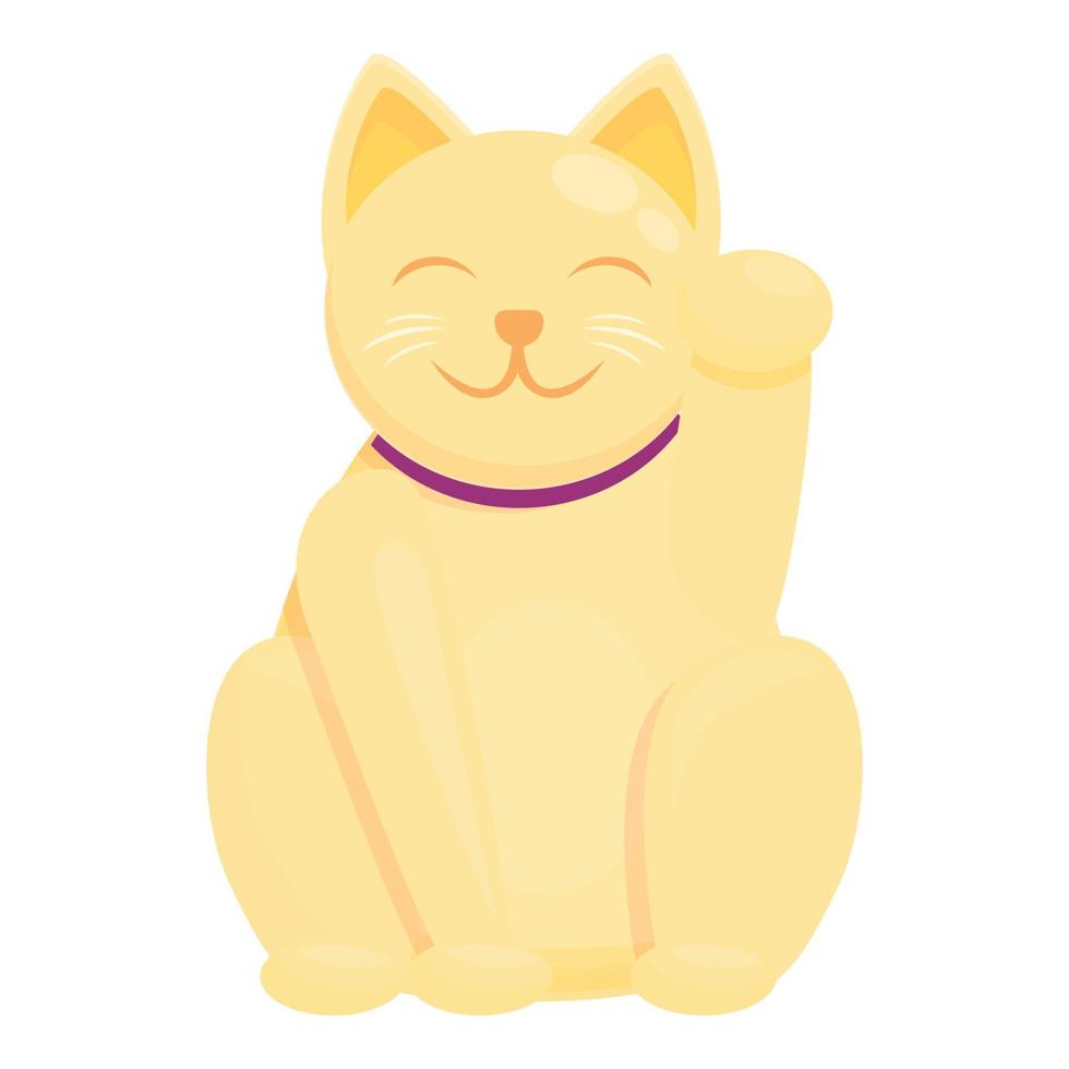 Oriental lucky cat icon, cartoon style vector