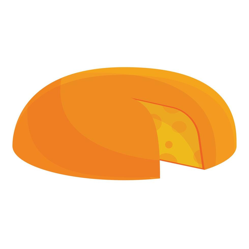 Cutted round cheese icon, cartoon style vector