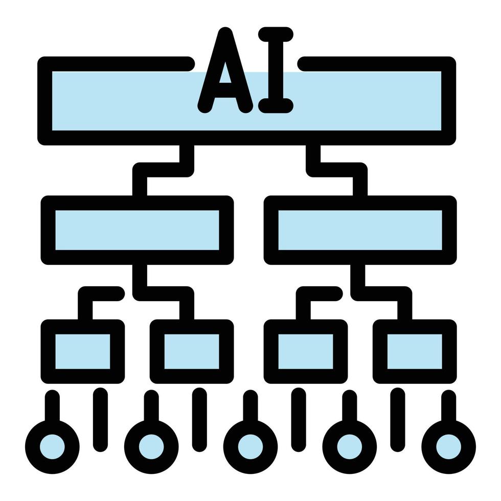 Ai scheme icon outline vector. Network machine vector