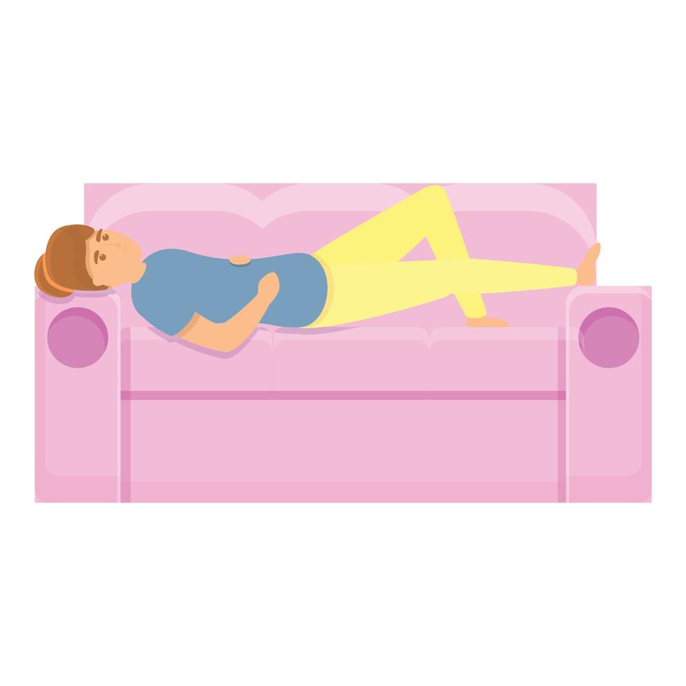 Rest on sofa self care icon, cartoon style vector