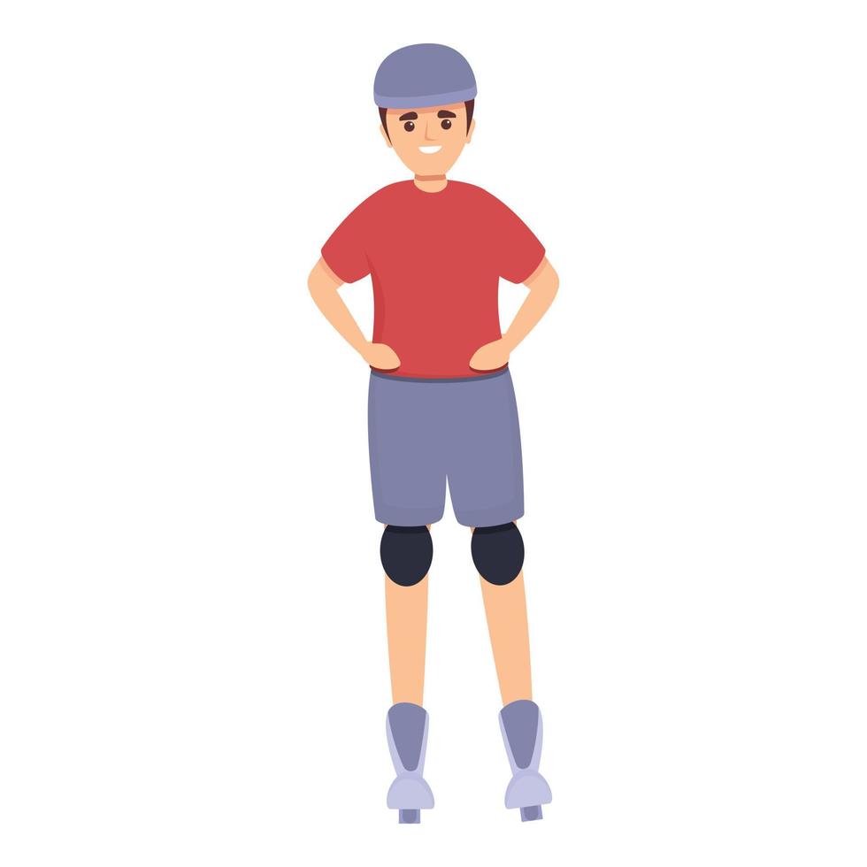 Protection rollerblading icon, cartoon style vector