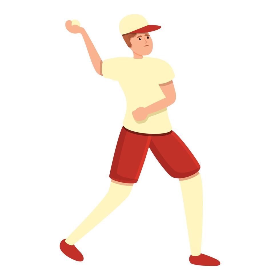 icono de jugador de béisbol joven, estilo de dibujos animados vector