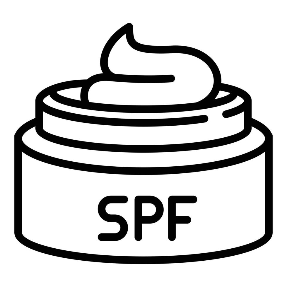 icono de tarro de crema spf, estilo de esquema vector