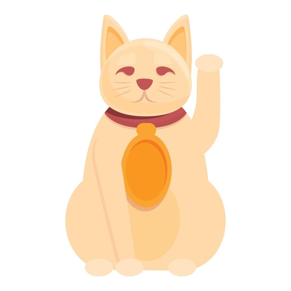 Asian lucky cat icon, cartoon style vector