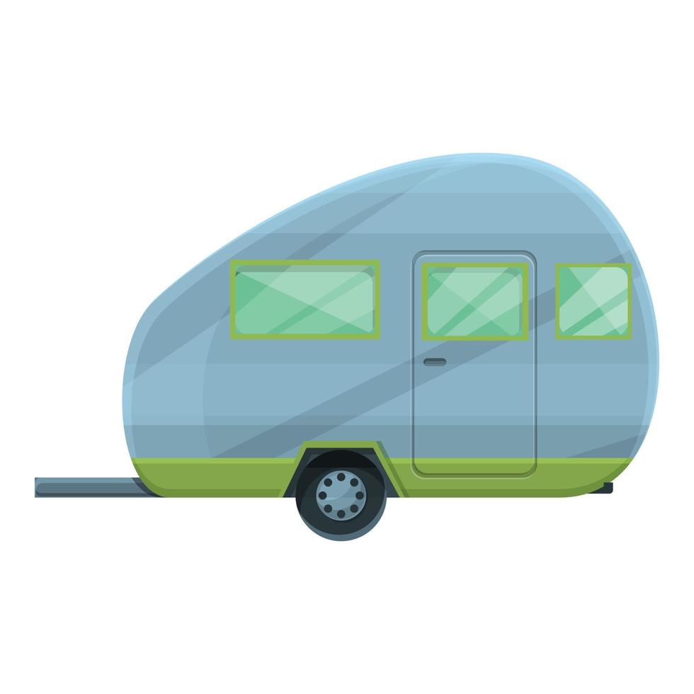 Camping trailer icon, cartoon style vector