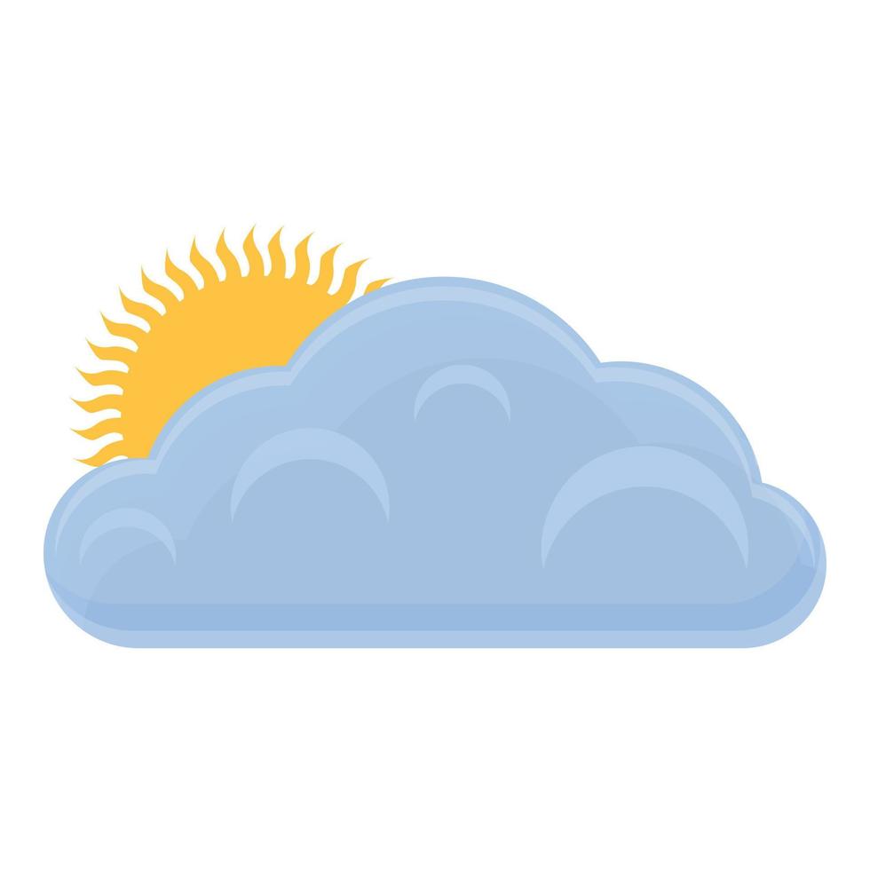 Sunny with clouds icon, cartoon style vector