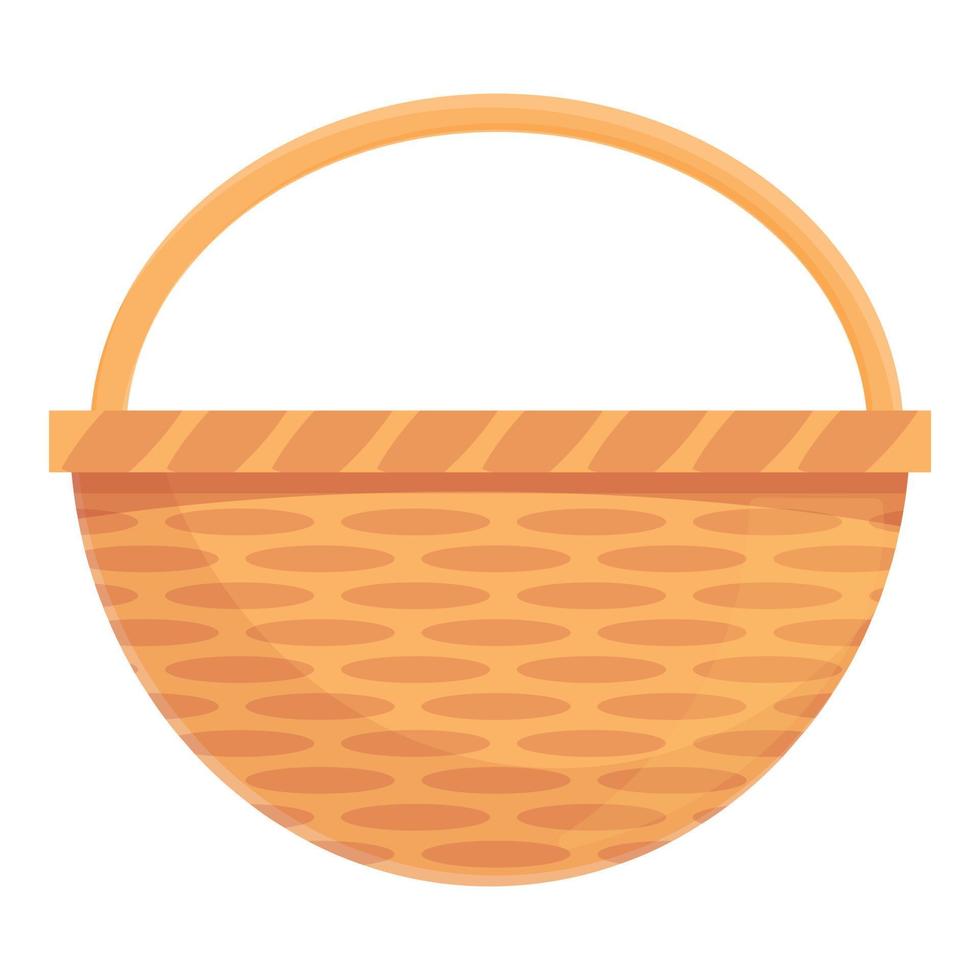 Wicker basket icon, cartoon and flat style vector