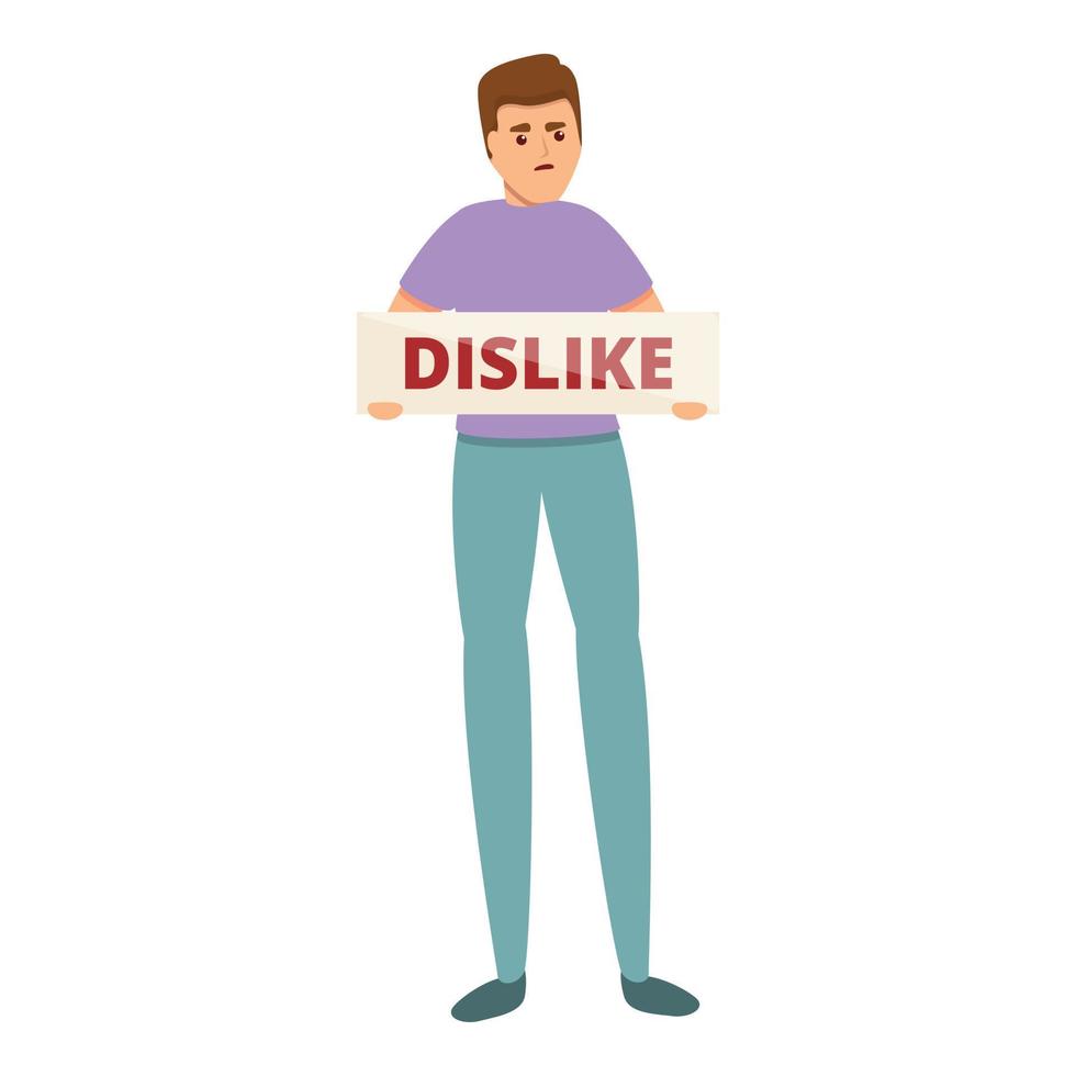 Dislike man banner icon, cartoon style vector