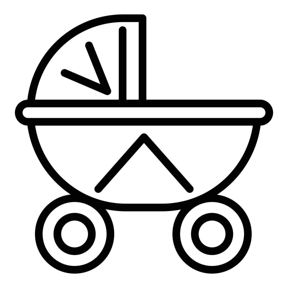 icono de cochecito de bebé textil, estilo de contorno vector