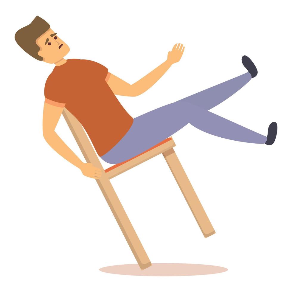 Careless man on chair icon, cartoon style vector